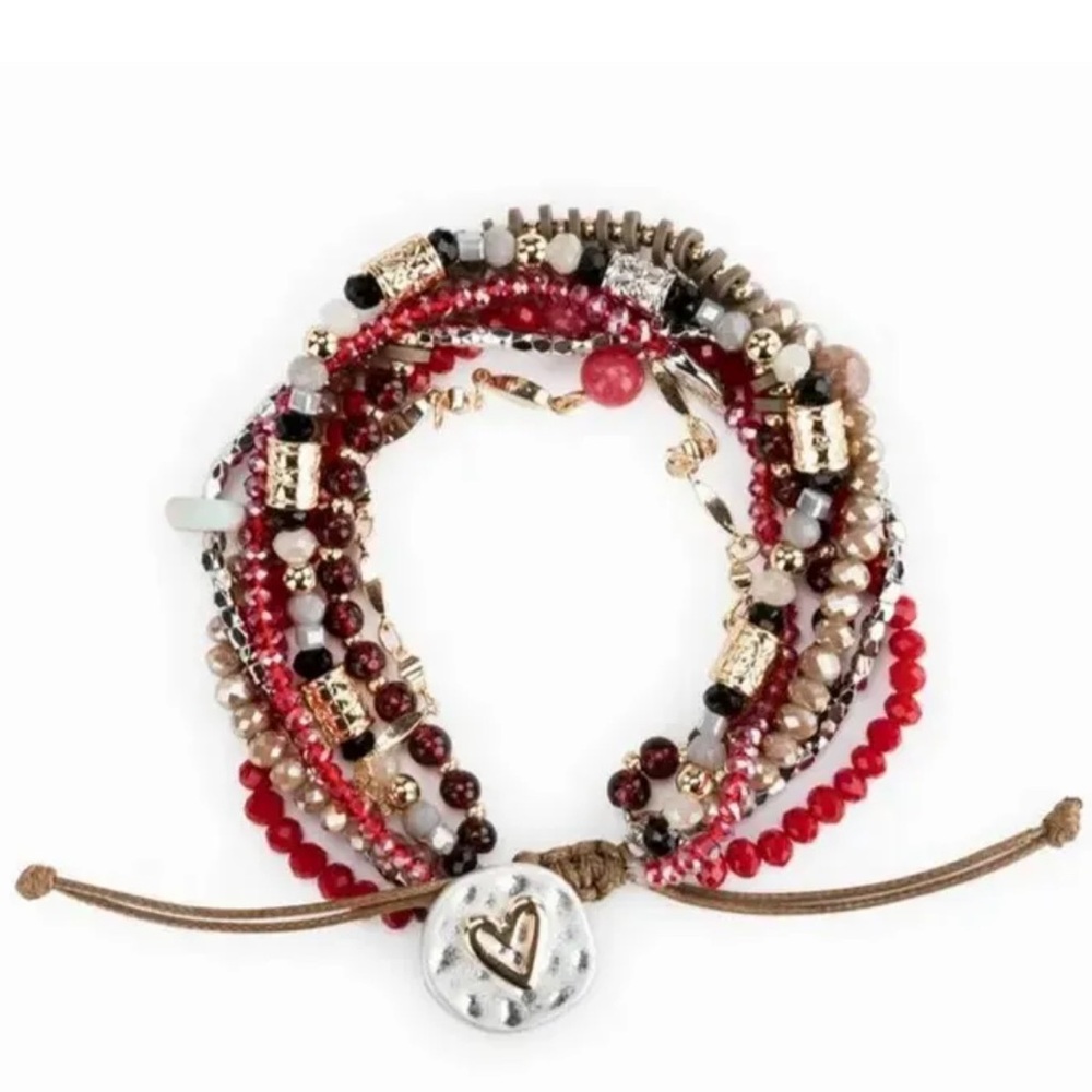 ✅Demdaco Your Journey Beaded Heart Bracelet in Red
